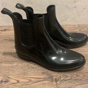 J. Crew Black Wellie Rubber Paddock Rain Boots Size 8